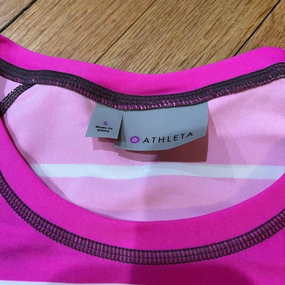 Athleta Womens Colorblock Cropped Rash Guard Striped Size SMALL S Swim Beach NEW - Picture 10 of 12
